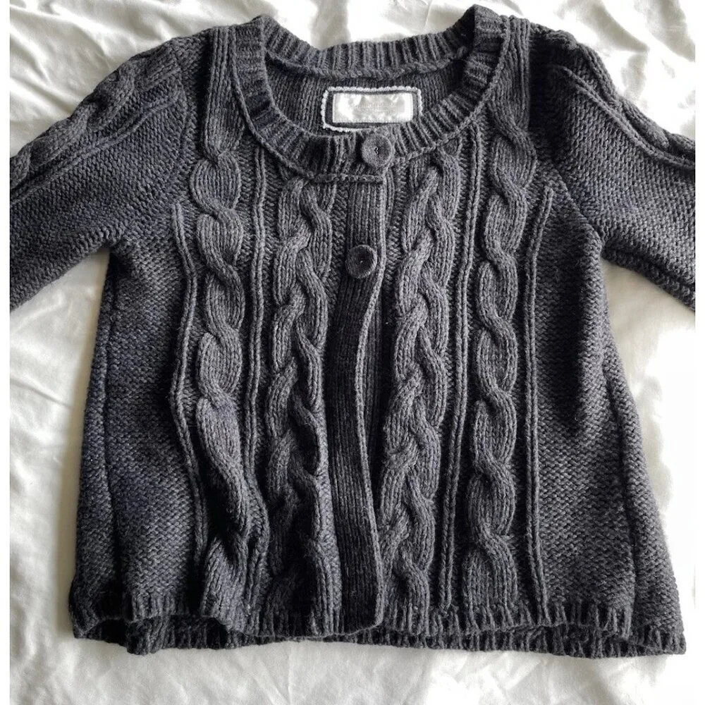 Vintage American Eagle Women’s sz Medium Cropped Pullover Gray Knitted Sweater